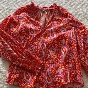 Boden Red and Pink Paisley Blouse